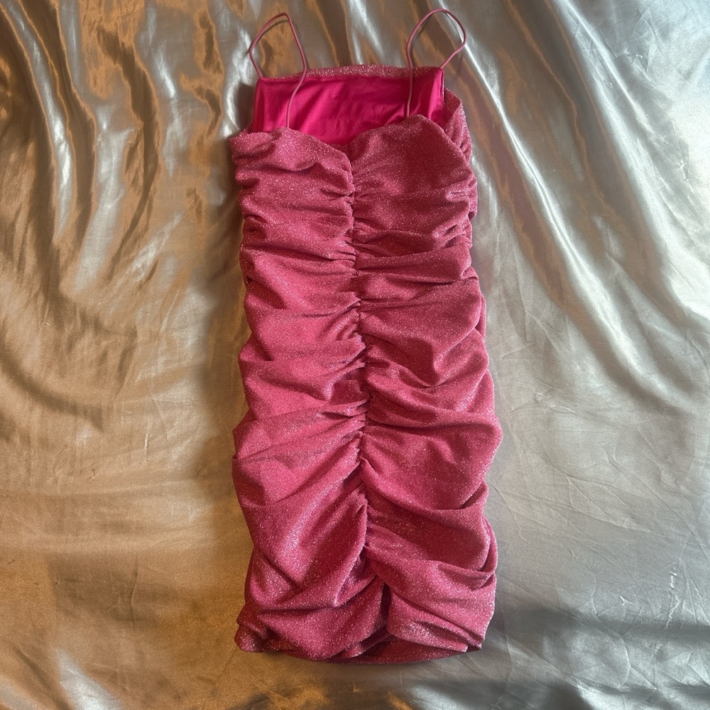 Elegant Pink Ruched Kids Dress